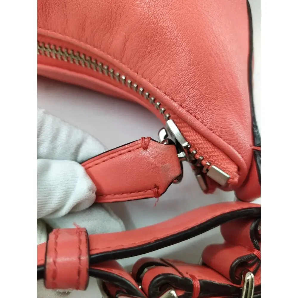 Coach Courtenay Coral Pink Leather Turnlock Pocket Tassel Hobo Shoulder Bag